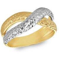 The Love Collection 9Ct 2-Colour Gold Diamond Cut Crossover Ring