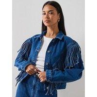Allsaints Marlene Tassel Denim Jacket - Blue