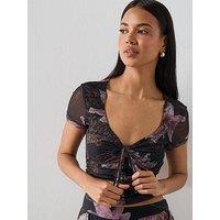 Allsaints Gabby Mesh Top - Black