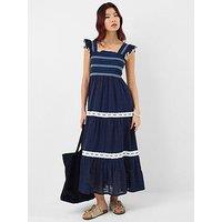 Accessorize Smocked Lace Midi Dress