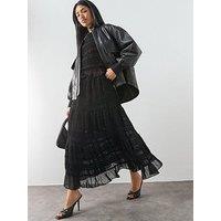 Allsaints Lotus Shirred Maxi Skirt - Black