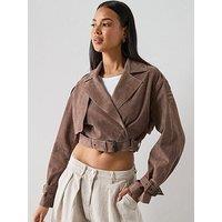 Allsaints Ophelia Suede Jacket - Brown