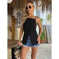 Ax Paris Black Strappy Longline Waistcoat