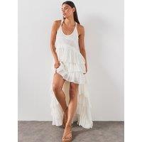Allsaints Cavarly Crepe Asymmetric Maxi Dress - White