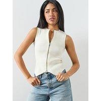 Allsaints Cruz Zip Waistcoat - White