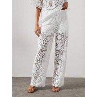 Allsaints Amelie Straight Leg Lace Trousers - White