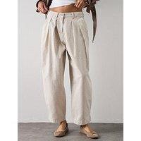 Allsaints Becca Barrel Leg Denim Camo Trousers - Off White