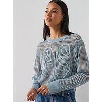 Allsaints Raelyn Relaxed Fit Open Stitch Jumper - Blue