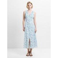 French Connection Cotton Floral Print V-Neck Front Slit Midi Dress