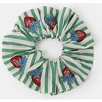 Accessorize Strawberry Embroidered Stripe Scrunchie
