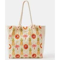 Accessorize Pineapple Embroidered Beach Bag