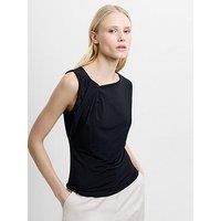 French Connection Asymmetric Sleeveless Knot Design Jersey Top