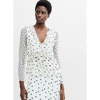 French Connection Polka Dot Chiffon Tie-Front Blouse