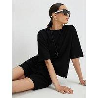 River Island Short Sleeve Premium Neo Boxy Clean Co-Ord T-Shirt - Black