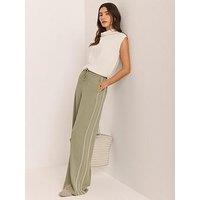 Mint Velvet Khaki Scallop Stripe Trouser
