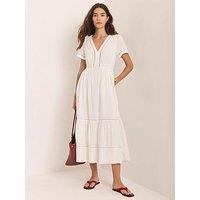 Mint Velvet Ivory Cotton Gauze Midi Dress - White