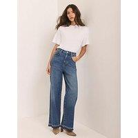 Mint Velvet Mid Indigo Ankle Wide Jeans - Blue