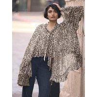 Mint Velvet Leopard Print Ruffle Blouse - Cream