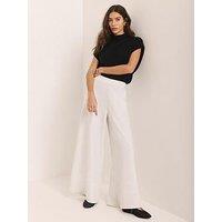 Mint Velvet Cream Pinstripe Wide Trousers