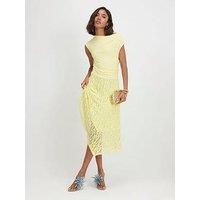 River Island Short Sleeve Lace Skirt Hybrid Drape Drs - Yellow