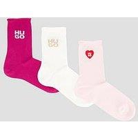 Hugo Three-Pack Of Short-Length Socks With Logo Details - White