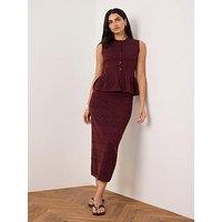 Mint Velvet Pointelle Knit Skirt - Burgundy