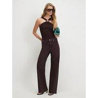 River Island Relaxed Straight Leg Jeans - Brown