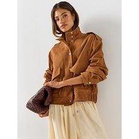 Boss Suede Jacket With Blouson Styling - Red