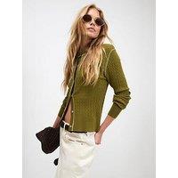 River Island Cable Neat Cardigan - Green