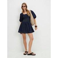 River Island Mabel Mini Smock Dress - Blue
