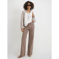 River Island High Waisted Relaxed Straight Leg Jeans - Brown
