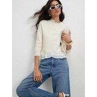 River Island Frill Fine Gg Cardigan - Cream