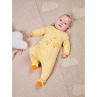 Jojo Maman Bebe Unisex Duck Embroidered Sleepsuit - Yellow