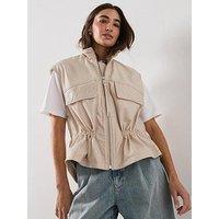 Allsaints Flor Leather Gilet - Off White