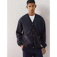The Very Collection Fleece Double Pocket Cardigan - Navy