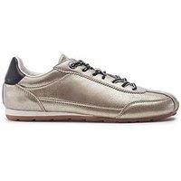 Moda In Pelle Ares Gold Leather Suede Trainer With Contrast Laces