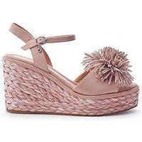 Moda In Pelle Marco Cameo Alcantara Pom Pom Wedge Sandals - Pink