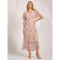 Jolie Moi Chiffon Pleated Maxi Dress - Beige