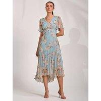 Jolie Moi Chiffon Pleated Maxi Dress - Blue