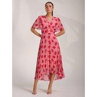 Jolie Moi Chiffon Pleated Maxi Dress - Pink