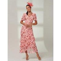 Jolie Moi Daleysa Frill Hem Mesh Maxi Dress - Pink