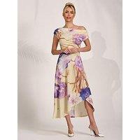 Jolie Moi Draped Asymmetric Jersey Midi Dress - Yellow