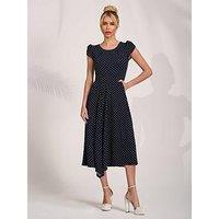 Jolie Moi Lap Over Short Sleeve Jersey Dress - Navy