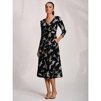 Jolie Moi Fit And Flare Jersey Midi Dress - Black