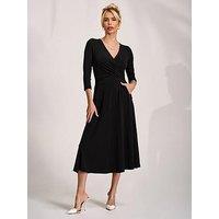 Jolie Moi Fit And Flare Jersey Midi Dress - Black