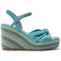 Moda In Pelle Margaritaa & Alcantara Knot Detail Wedge Sandals - Blue