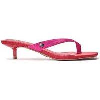Moda In Pelle Melodi Pink-Red Satin Kitten Heel Toe Post Sandal