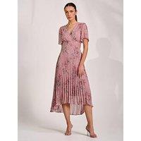 Jolie Moi Printed Chiffon Glitter Maxi Dress - Pink