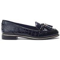 Moda In Pelle Erinn Black Patent Mocc Croc Flat Tassel Loafer