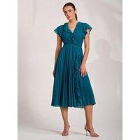 Jolie Moi Ruffle Pleated Chiffon Midi Dress - Blue